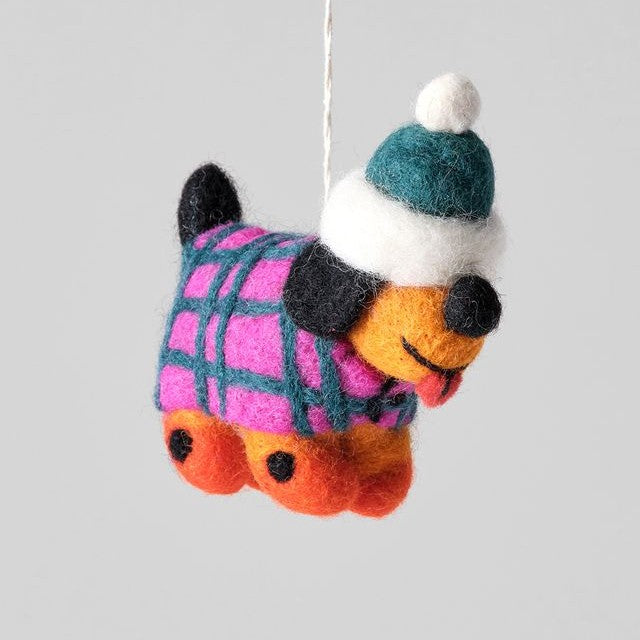 Toots Dog in Hat - Wrap Felt Decoration