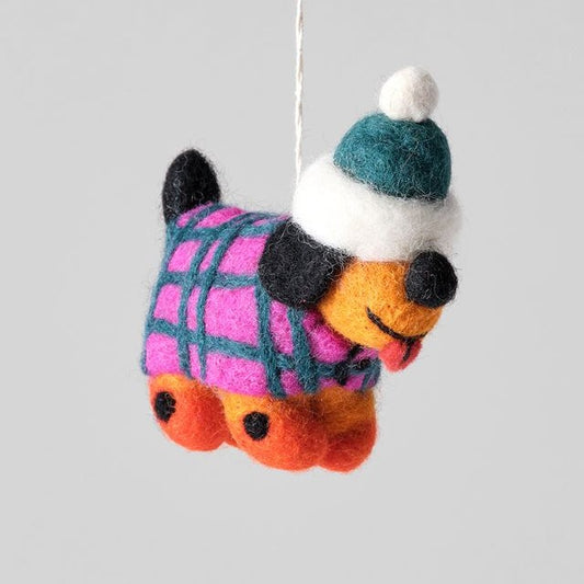 Toots Dog in Hat - Wrap Felt Decoration