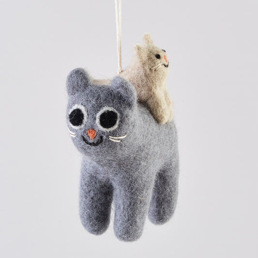 Pabs Cat With a Cat on His Back - Wrap Felt Decoration